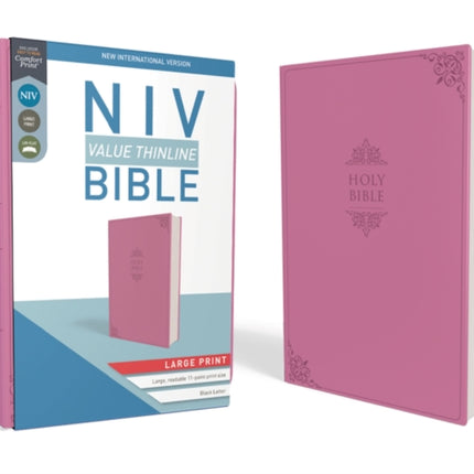 NIV, Value Thinline Bible, Large Print, Leathersoft, Pink, Comfort Print