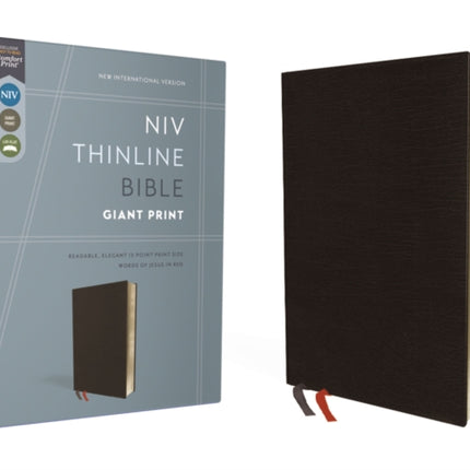 NIV, Thinline Bible, Giant Print, Bonded Leather, Black, Red Letter, Comfort Print