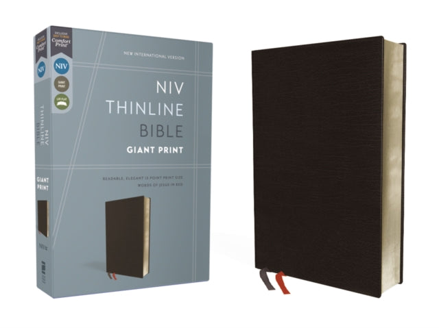 NIV, Thinline Bible, Giant Print, Bonded Leather, Black, Red Letter, Comfort Print