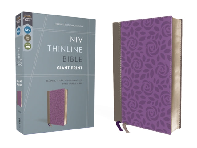 NIV, Thinline Bible, Giant Print, Leathersoft, Gray/Purple, Red Letter, Comfort Print