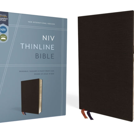 NIV, Thinline Bible, Bonded Leather, Black, Red Letter, Thumb Indexed, Comfort Print