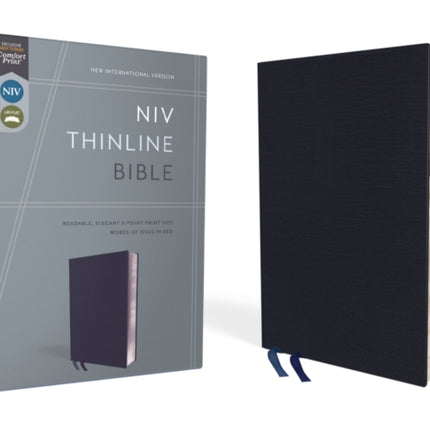 NIV, Thinline Bible, Bonded Leather, Navy, Red Letter, Thumb Indexed, Comfort Print