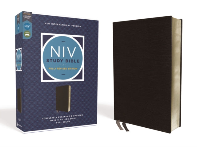 NIV Study Bible, Fully Revised Edition (Study Deeply. Believe Wholeheartedly.), Bonded Leather, Black, Red Letter, Comfort Print