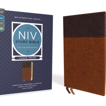 NIV Study Bible, Fully Revised Edition (Study Deeply. Believe Wholeheartedly.), Large Print, Leathersoft, Brown, Red Letter, Comfort Print