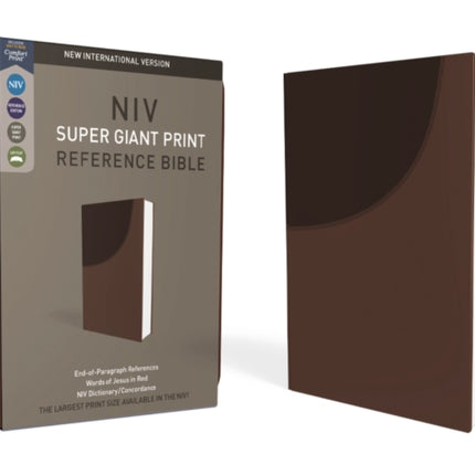 NIV, Super Giant Print Reference Bible, Leathersoft, Brown, Red Letter, Comfort Print