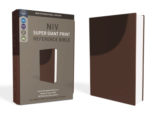 NIV, Super Giant Print Reference Bible, Leathersoft, Brown, Red Letter, Comfort Print