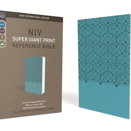 NIV, Super Giant Print Reference Bible, Leathersoft, Teal, Red Letter, Comfort Print