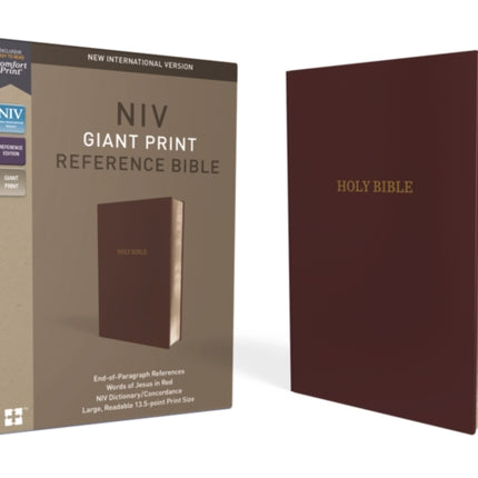 NIV, Reference Bible, Giant Print, Leather-Look, Burgundy, Red Letter, Thumb Indexed, Comfort Print