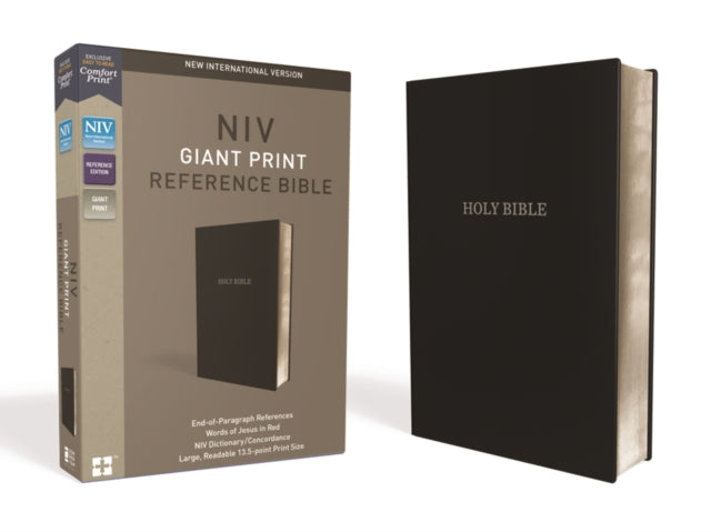 NIV, Reference Bible, Giant Print, Leather-Look, Black, Red Letter, Comfort Print