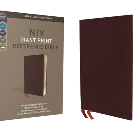 NIV, Reference Bible, Giant Print, Bonded Leather, Burgundy, Red Letter, Comfort Print