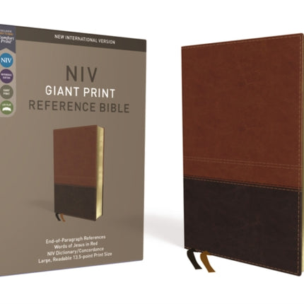 NIV, Reference Bible, Giant Print, Leathersoft, Brown, Red Letter, Comfort Print