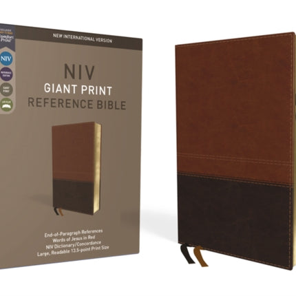 NIV, Reference Bible, Giant Print, Leathersoft, Brown, Red Letter, Thumb Indexed, Comfort Print