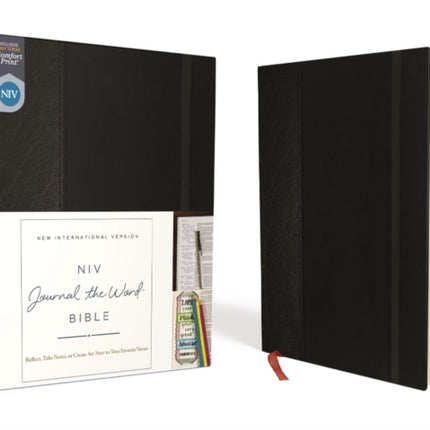 NIV, Journal the Word Bible (Perfect for Note-Taking), Hardcover, Black, Red Letter, Comfort Print: Reflect, Take Notes, or Create Art Next to Your Favorite Verses