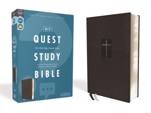 NIV, Quest Study Bible, Leathersoft, Black, Comfort Print: The Only Q and A Study Bible