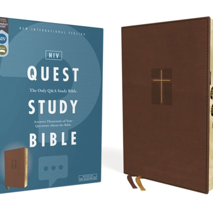 NIV, Quest Study Bible, Leathersoft, Brown, Thumb Indexed, Comfort Print: The Only Q and A Study Bible