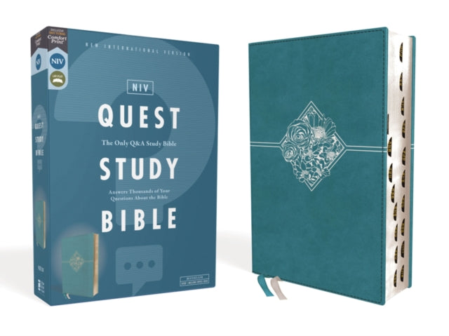 NIV, Quest Study Bible, Leathersoft, Teal, Thumb Indexed, Comfort Print: The Only Q and A Study Bible