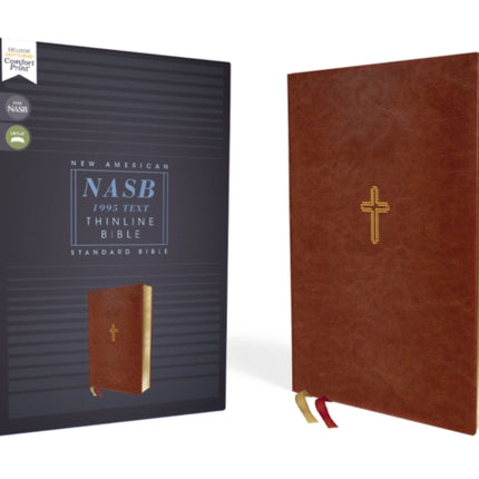 NASB Thinline Bible Leathersoft Brown Red Letter