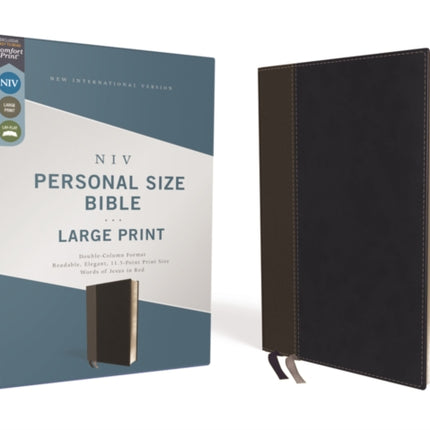 NIV, Personal Size Bible, Large Print, Leathersoft, Black, Red Letter, Comfort Print