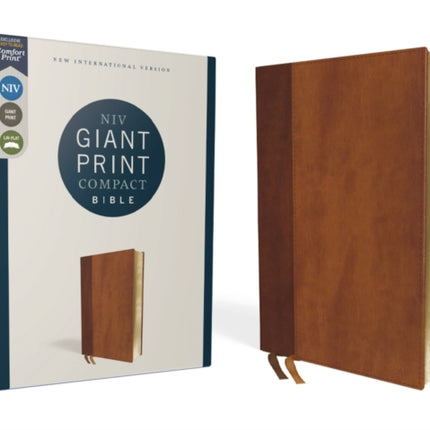 NIV, Giant Print Compact Bible, Leathersoft, Brown, Red Letter, Comfort Print