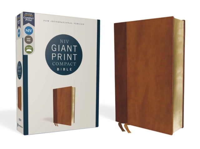 NIV, Giant Print Compact Bible, Leathersoft, Brown, Red Letter, Comfort Print