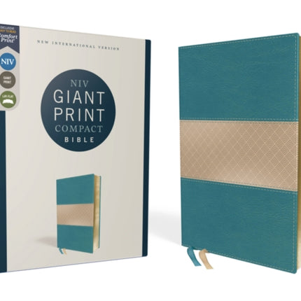 NIV, Giant Print Compact Bible, Leathersoft, Teal, Red Letter, Comfort Print