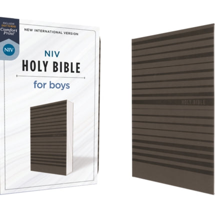 NIV, Holy Bible for Boys, Soft Touch Edition, Leathersoft, Gray, Comfort Print