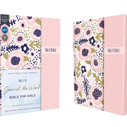 NIV, Journal the Word Bible for Girls (Perfect for Note-Taking), Double-Column, Hardcover, Pink, Magnetic Closure, Red Letter, Comfort Print: Reflect, Take Notes, or Create Art Next to Your Favorite Verses