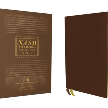 NASB, Thinline Bible, Genuine Leather, Buffalo, Brown, Red Letter, 1995 Text, Comfort Print