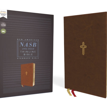 NASB Thinline Bible Leathersoft Brown Red Letter