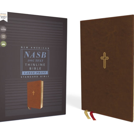 NASB Thinline Bible Large Print Leathersoft Brown