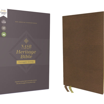 NASB, Heritage Bible, Passaggio Setting, Leathersoft, Brown, 1995 Text, Comfort Print: Elegantly uniting single and double columns into one Passaggio Setting Bible design