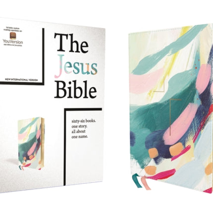 The Jesus Bible Artist Edition, NIV, (With Thumb Tabs to Help Locate the Books of the Bible), Leathersoft, Multi-color/Teal, Thumb Indexed, Comfort Print