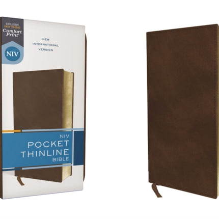 Niv Pocket Thinline Bible Leathersoft Brown Red