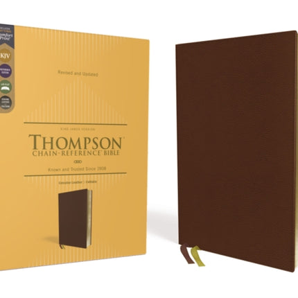 KJV, Thompson Chain-Reference Bible, Genuine Leather, Calfskin, Brown, Red Letter, Comfort Print