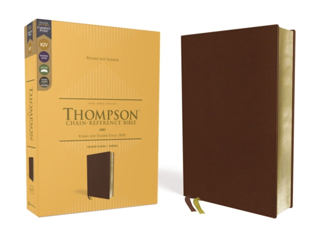 KJV, Thompson Chain-Reference Bible, Genuine Leather, Calfskin, Brown, Red Letter, Comfort Print