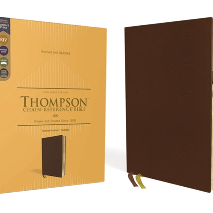 KJV, Thompson Chain-Reference Bible, Genuine Leather, Calfskin, Brown, Red Letter, Thumb Indexed, Comfort Print