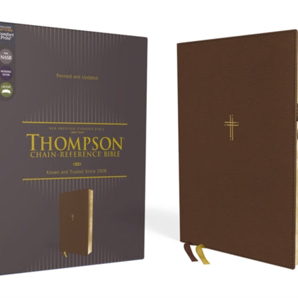 NASB, Thompson Chain-Reference Bible, Leathersoft, Brown, 1995 Text, Red Letter, Thumb Indexed, Comfort Print