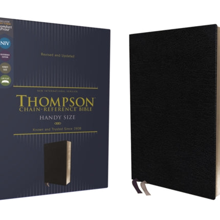 NIV, Thompson Chain-Reference Bible, Handy Size, European Bonded Leather, Black, Red Letter, Comfort Print