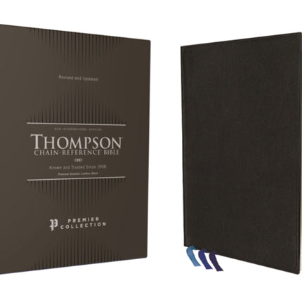 NIV, Thompson Chain-Reference Bible, Premium Goatskin Leather, Black, Premier Collection, Black Letter, Art Gilded Edges, Comfort Print