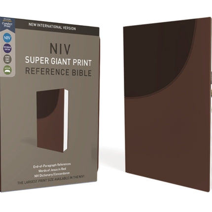 NIV, Super Giant Print Reference Bible, Leathersoft, Brown, Red Letter, Thumb Indexed, Comfort Print