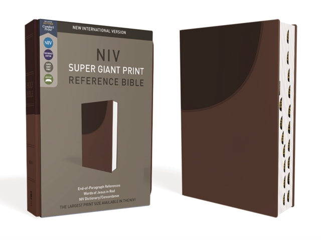 NIV, Super Giant Print Reference Bible, Leathersoft, Brown, Red Letter, Thumb Indexed, Comfort Print