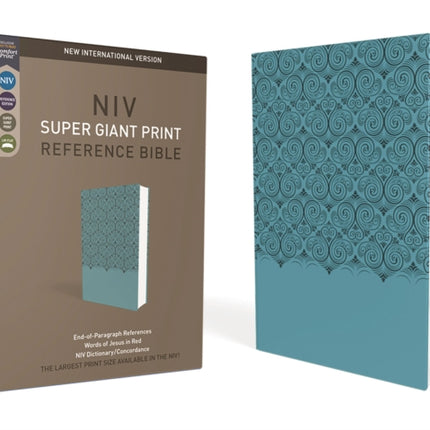 NIV, Super Giant Print Reference Bible, Leathersoft, Teal, Red Letter, Thumb Indexed, Comfort Print