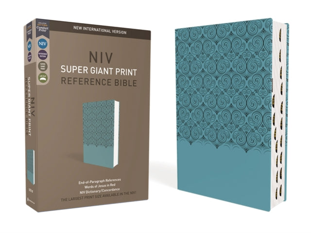 NIV, Super Giant Print Reference Bible, Leathersoft, Teal, Red Letter, Thumb Indexed, Comfort Print