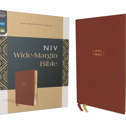 NIV, Wide Margin Bible (A Bible that Welcomes Note-Taking), Leathersoft, Brown, Red Letter, Comfort Print