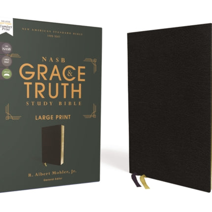 NASB, The Grace and Truth Study Bible (Trustworthy and Practical Insights), Large Print, European Bonded Leather, Black, Red Letter, 1995 Text, Comfort Print