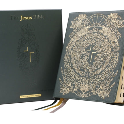 The Jesus Bible Artist Edition, NIV, (With Thumb Tabs to Help Locate the Books of the Bible), Genuine Leather, Calfskin, Green, Limited Edition, Thumb Indexed, Comfort Print