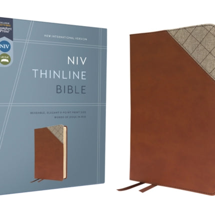 NIV, Thinline Bible, Leathersoft, Brown, Red Letter, Comfort Print