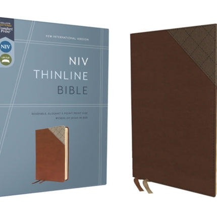 NIV, Thinline Bible, Leathersoft, Brown, Red Letter, Thumb Indexed, Comfort Print