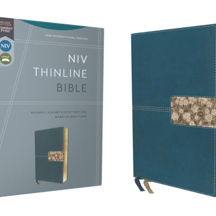 NIV, Thinline Bible, Leathersoft, Teal, Red Letter, Thumb Indexed, Comfort Print