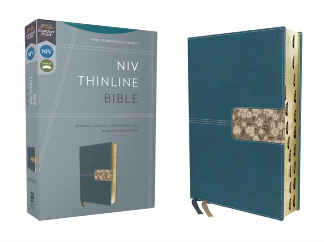 NIV, Thinline Bible, Leathersoft, Teal, Red Letter, Thumb Indexed, Comfort Print